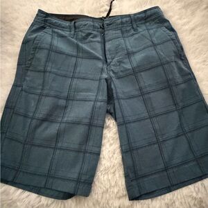 O'Neill Men's Teal Plaid Flat Front Shorts